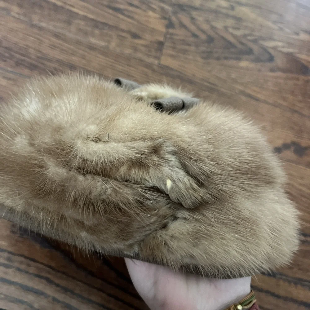 Vintage SAKS FIFTH AVENUE Soft Rabbit Fur Hat Cap - Cream, Tan, Brown Tones 20